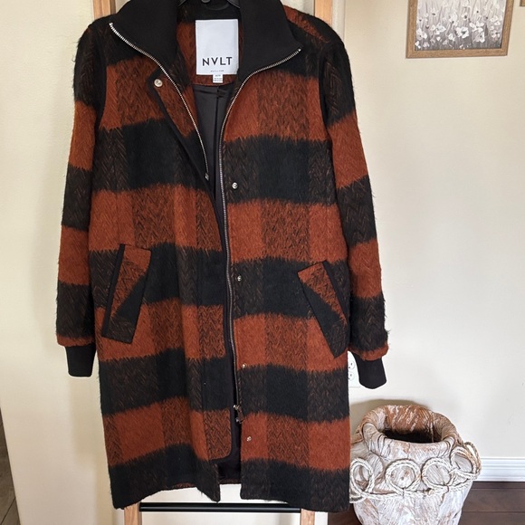 Anthropologie NVLT Black and Brown Checkered Coat - Picture 4 of 7